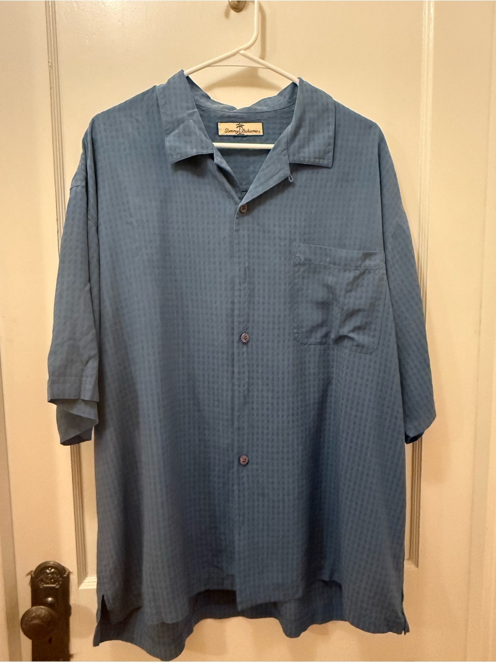 Tommy Bahama Silk Slate Blue Short-Sleeve Button-Down Camp Shirt